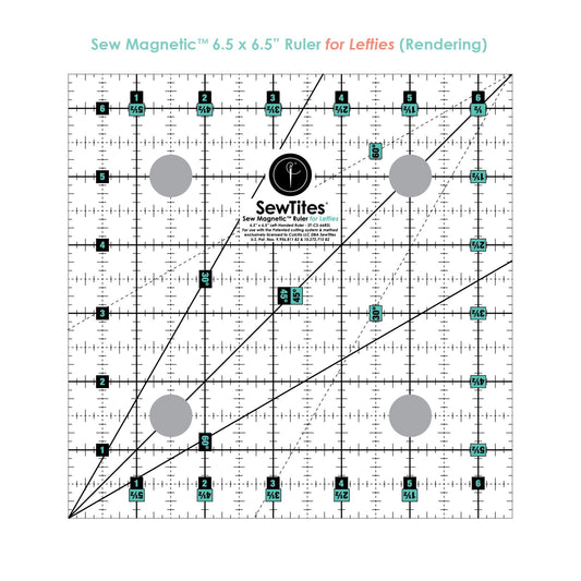 Sew Magnetic 6.5" x 6.5" Ruler - Left Hand