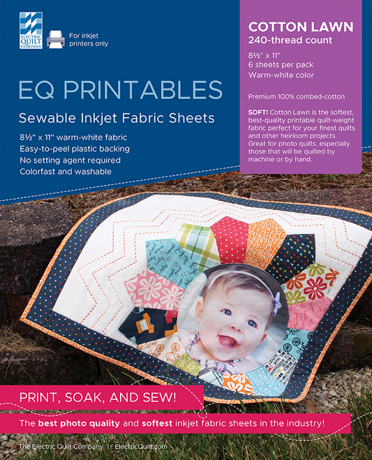 EQ Cotton Lawn Inkjet Fabric  6 Sheets