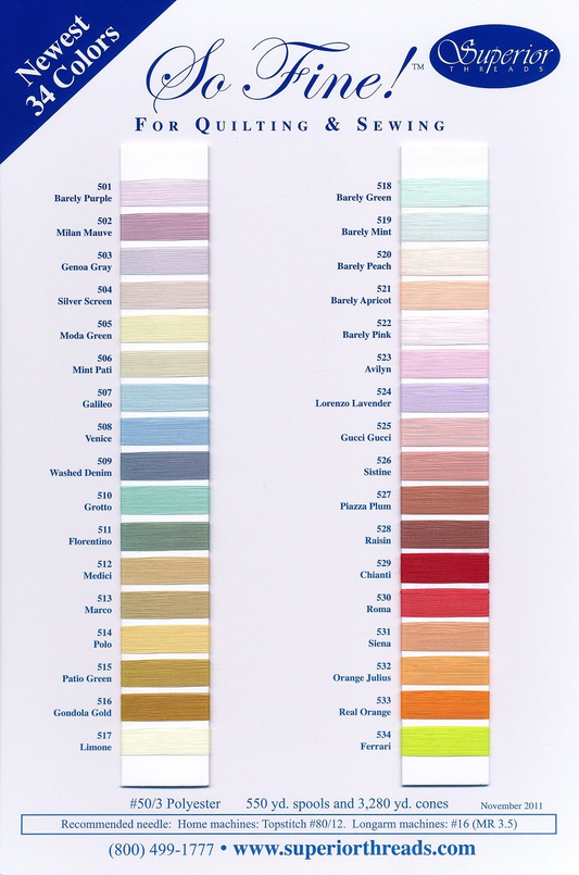 SO FINE! NEWEST 34 colors. Color Card #3