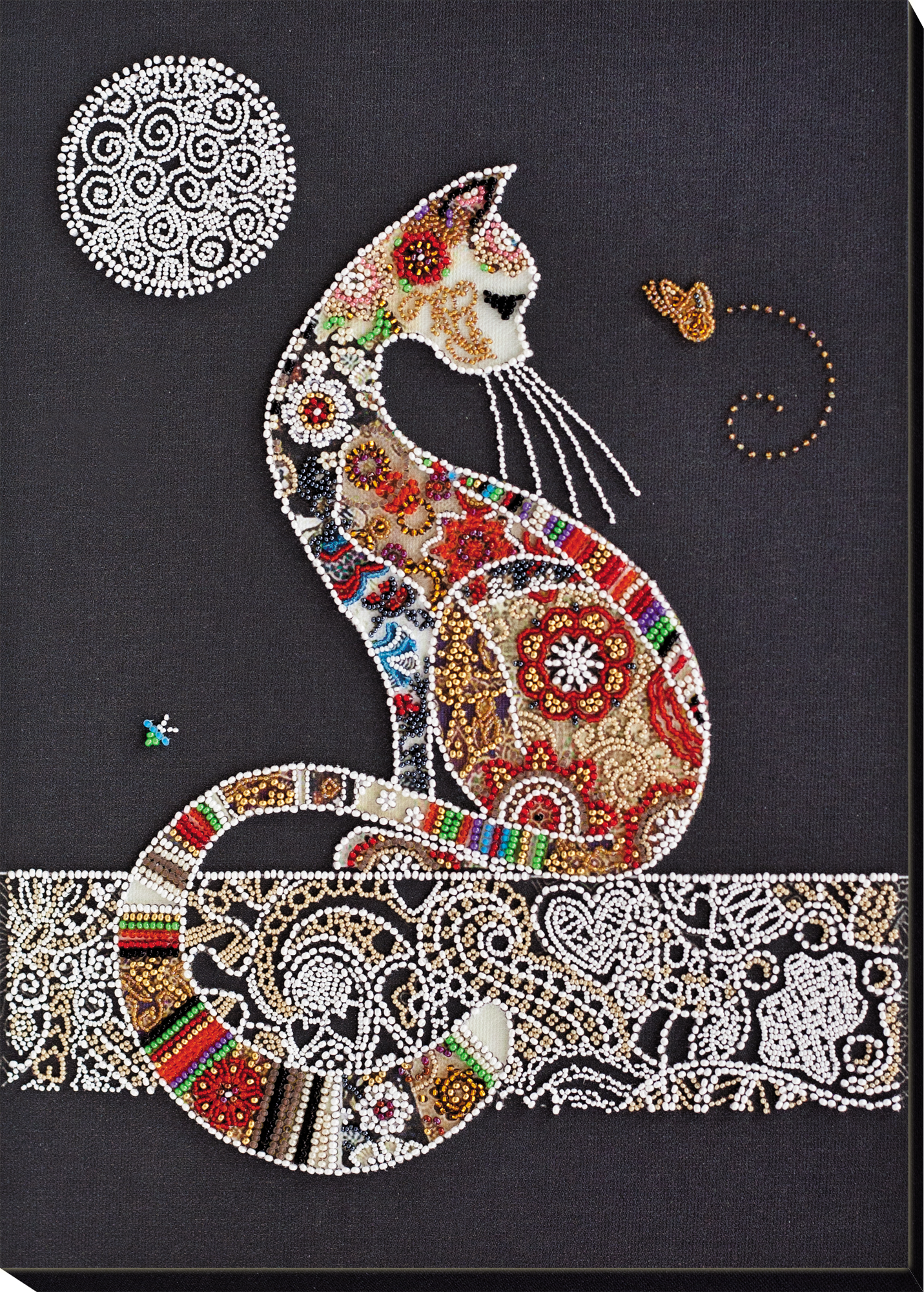 Cat and Moth Beaded Embroidery Kit