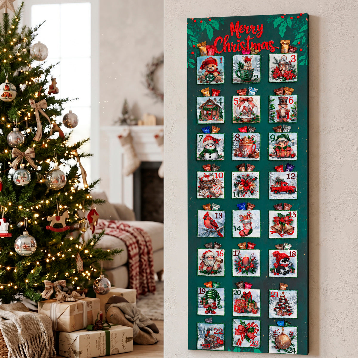 Christmas Advent Calendar Beaded Embroidery Kit