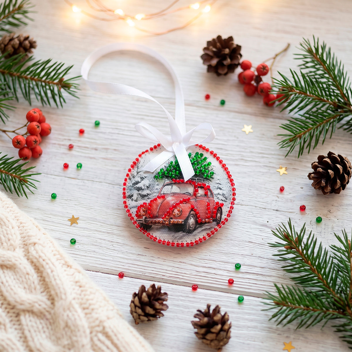 A Winter Day Ornament Beaded Embroidery Kit