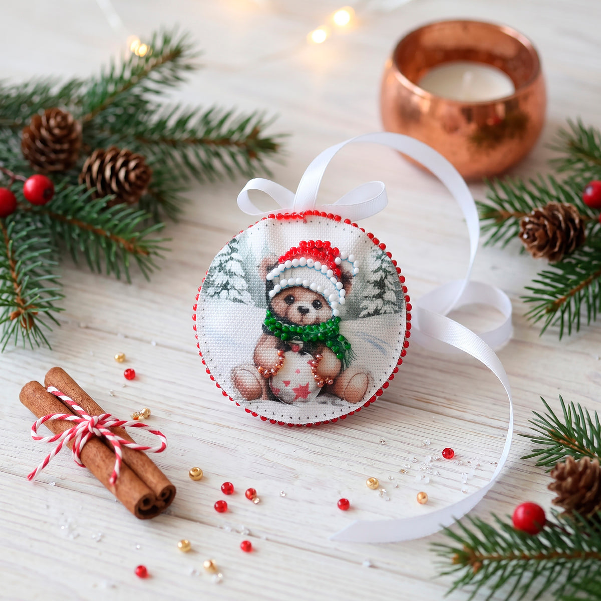 A Winter Day Ornament Beaded Embroidery Kit