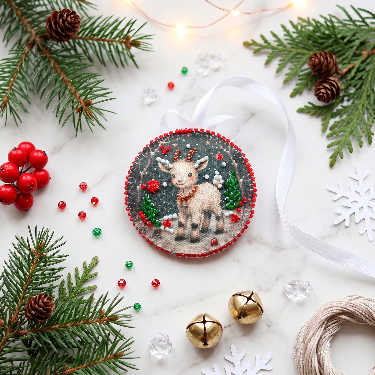 Winter Carol Ornament Beaded Embroidery Kit