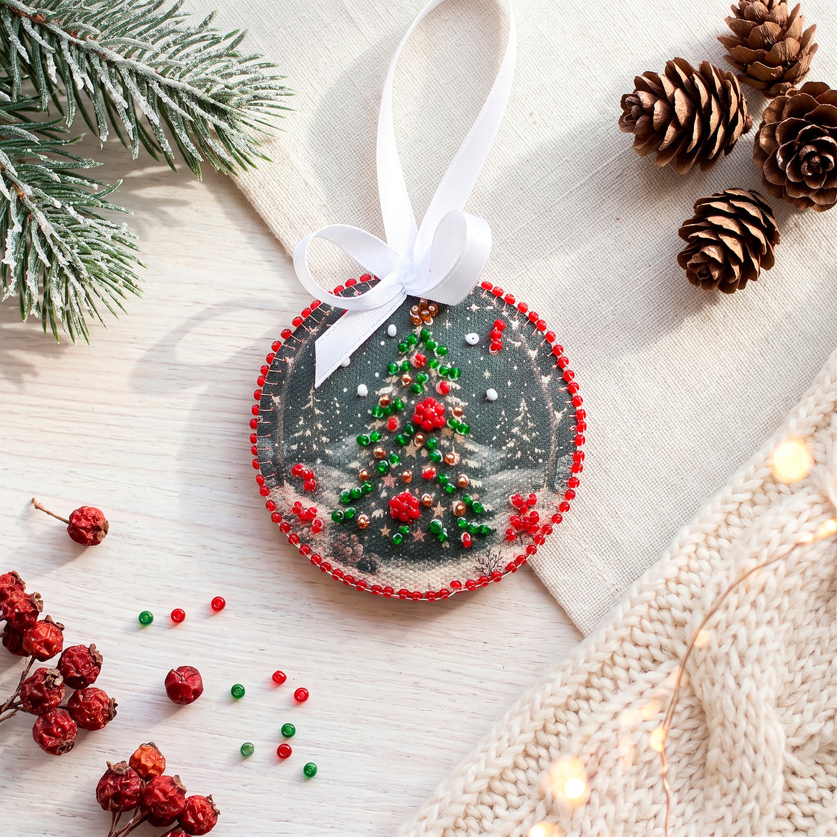 Winter Carol Ornament Beaded Embroidery Kit