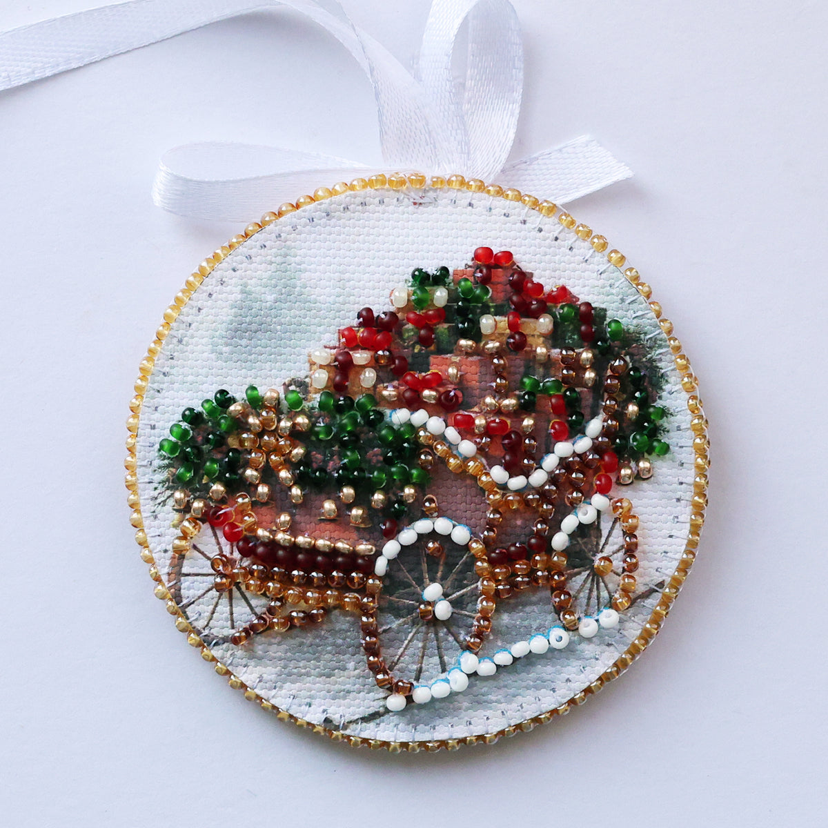 Sleigh of Santa Ornament Beaded Embroidery Kit