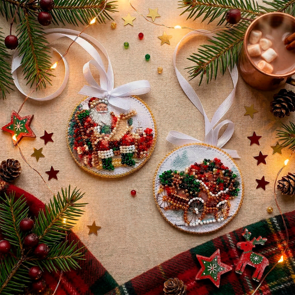 Sleigh of Santa Ornament Beaded Embroidery Kit