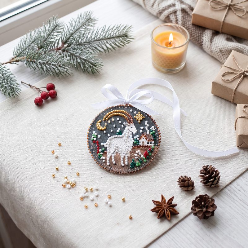 Under the Chrismas Star Ornament Beaded Embroidery Kit
