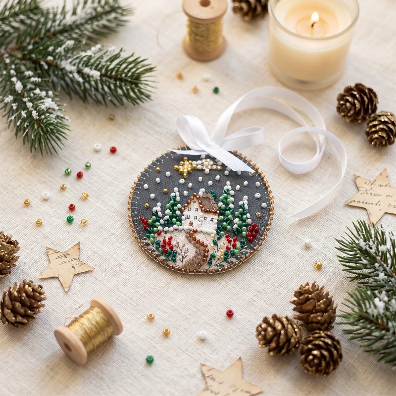 Under the Chrismas Star Ornament Beaded Embroidery Kit