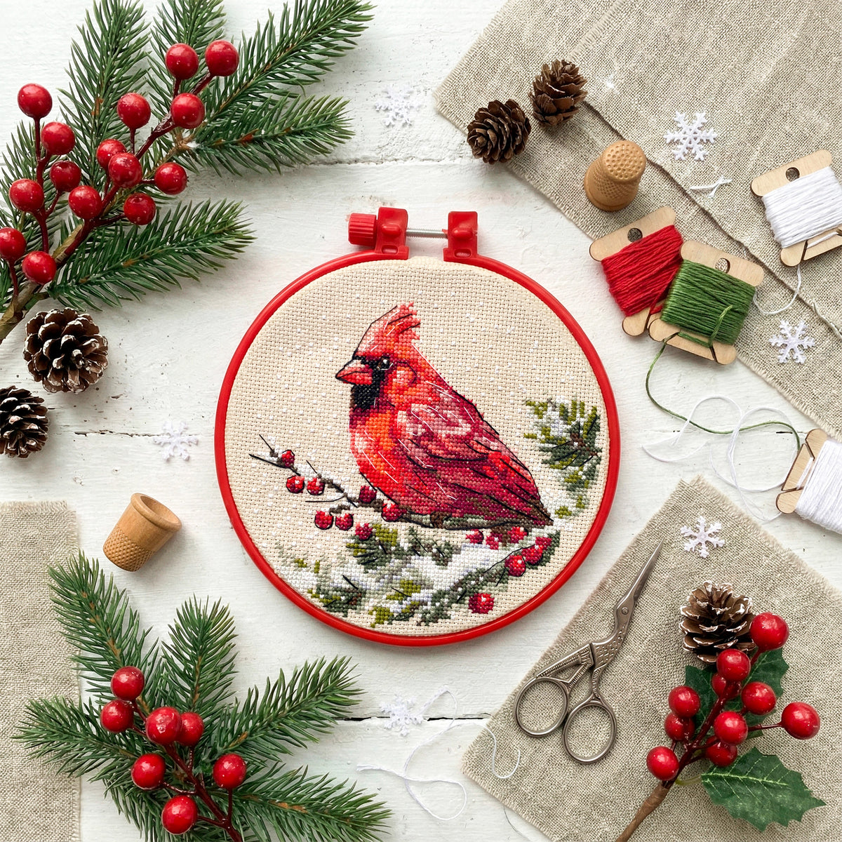 Winter Cardinal Cross Stitch Kit
