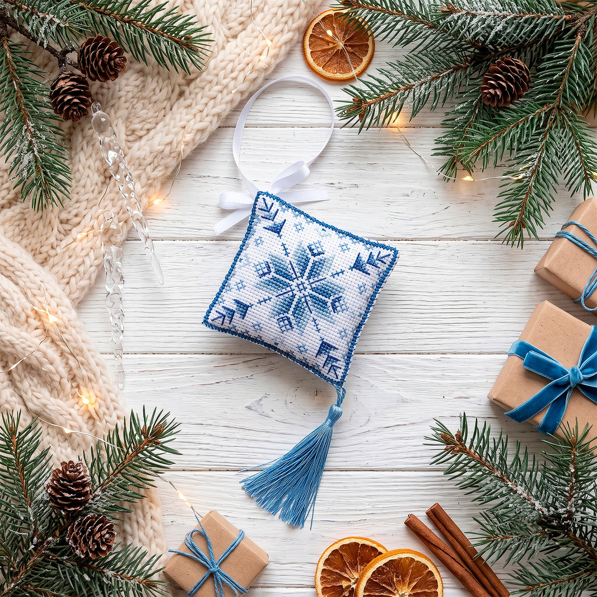 Frosty 3D Ornament  Cross Stitch Kit