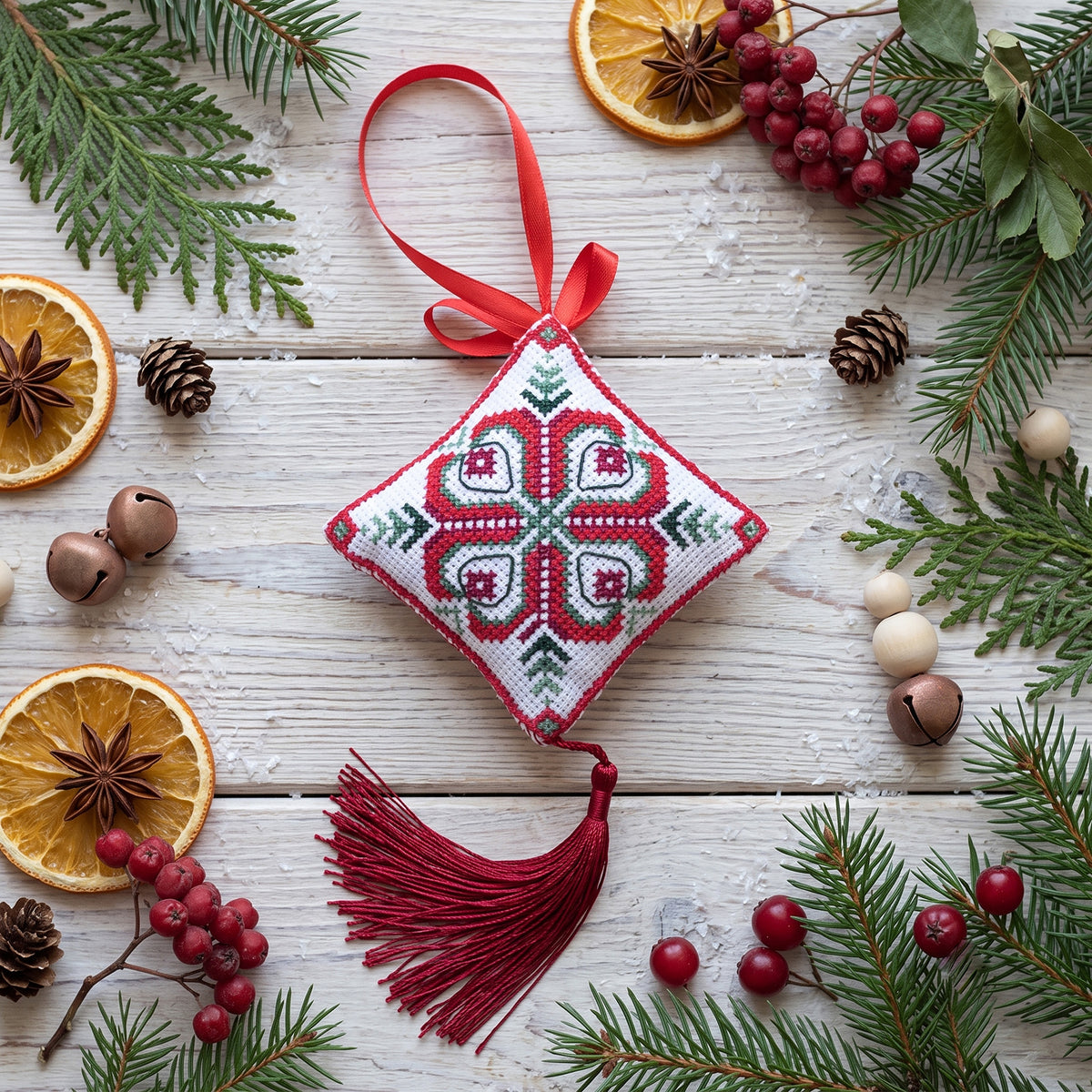 Holiday Bells 3D Ornament Cross Stitch Kit