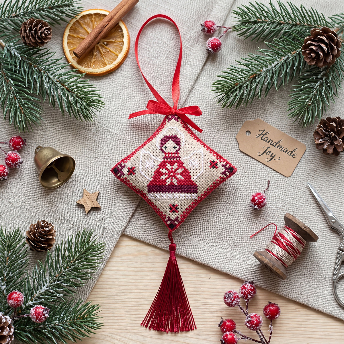 Festive Little Angel 3D Ornament Cross Stitch Kit