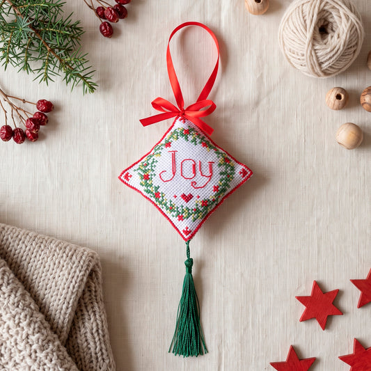 Christmas Joy 3D Ornament Cross Stitch Kit