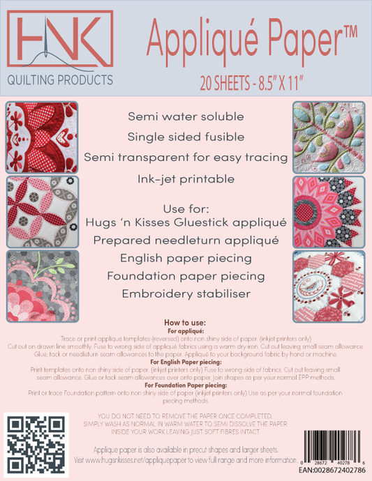 Applique paper 20 sheet pack - Hugs 'N Kisses