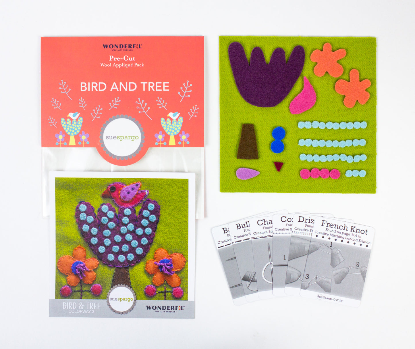 Sue Spargo Pre-Cut Wool Kit - Bird and Tree