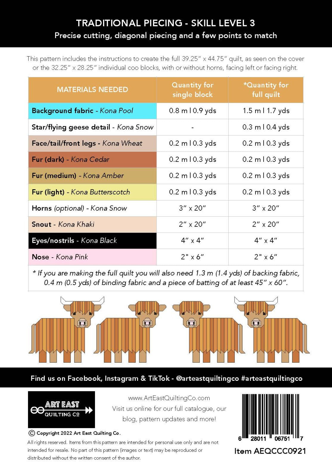 Cattle Call - A Highland Coo Quilt Pattern