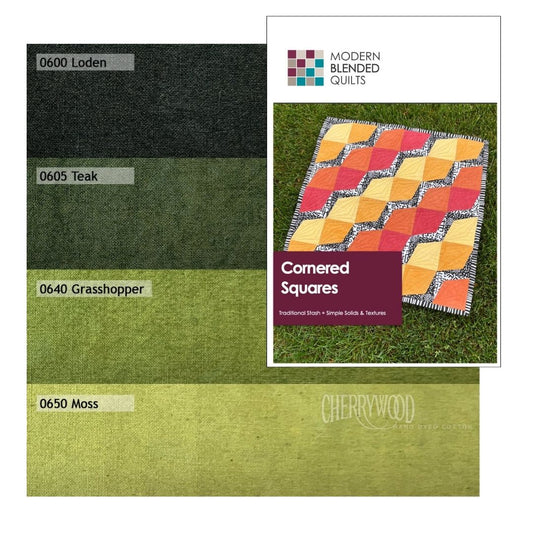 Cornered Squares Pattern by Modern Blended Quilts with Grass Medley