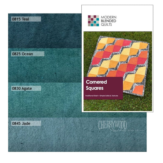 Cornered Squares Pattern by Modern Blended Quilts with Teal Medley
