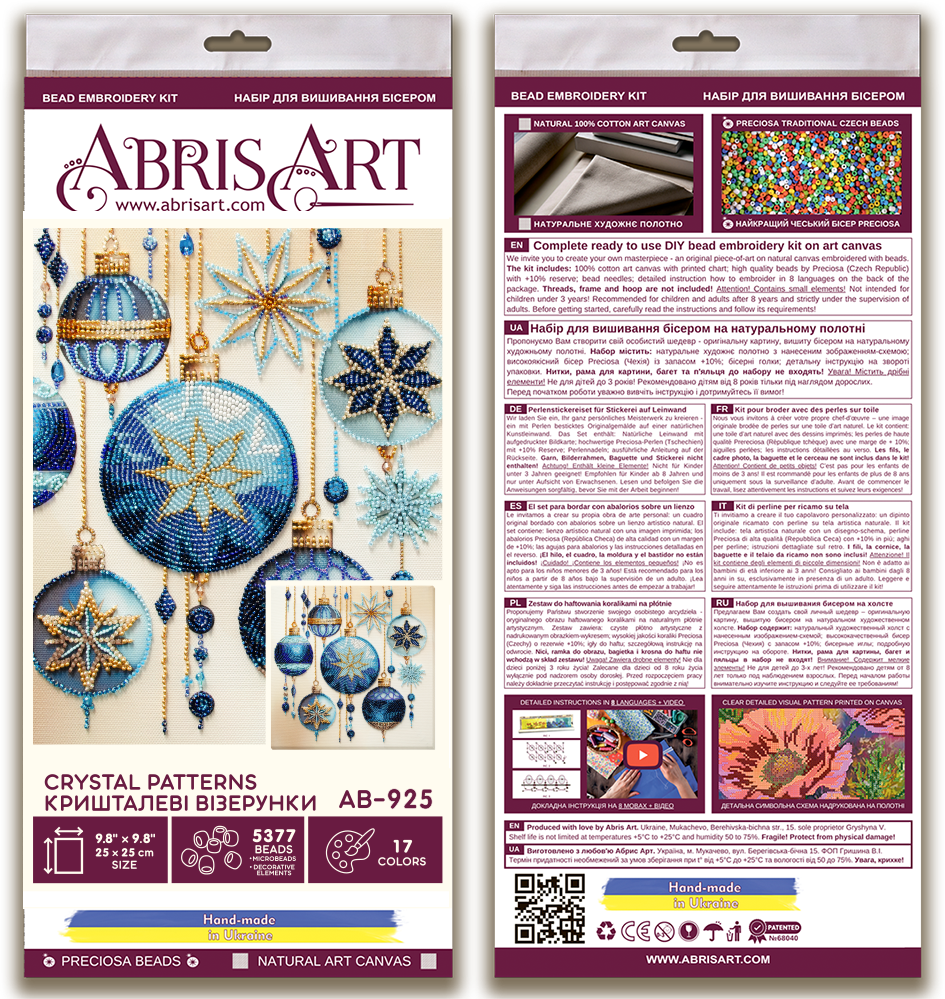 Crystal Patterns Beaded Embroidery Kit - Abris Art