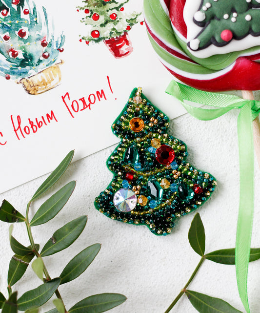 Christmas Tree Beaded Embroidery Kit - Abris Art