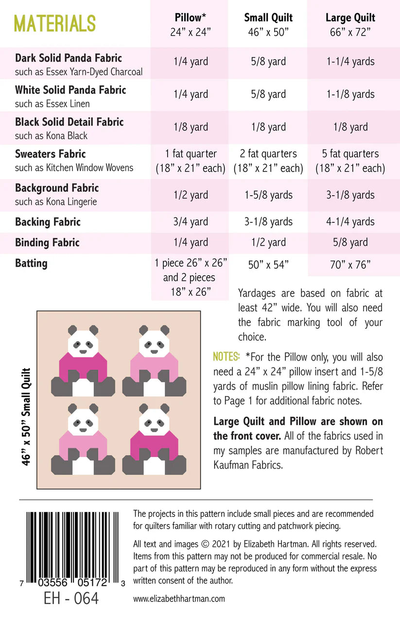 Pandas in Sweaters Pattern