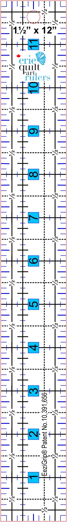 1.5" x 12" Non-Slip Quilting Ruler