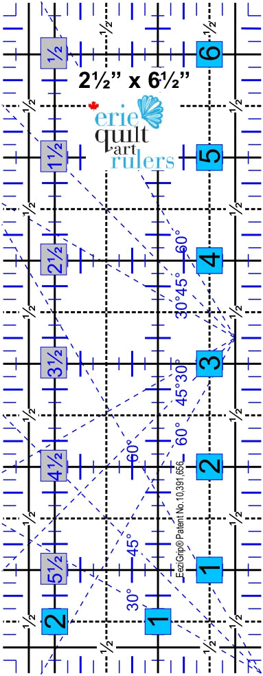 2.5" x 6.5" Non-Slip Quilting Ruler