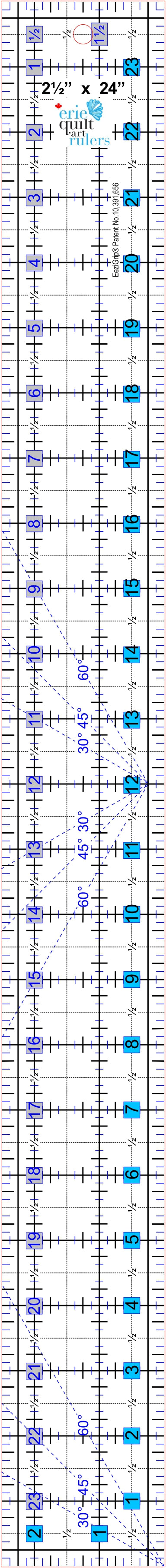 2.5" x 24" Non-Slip Quilting Ruler