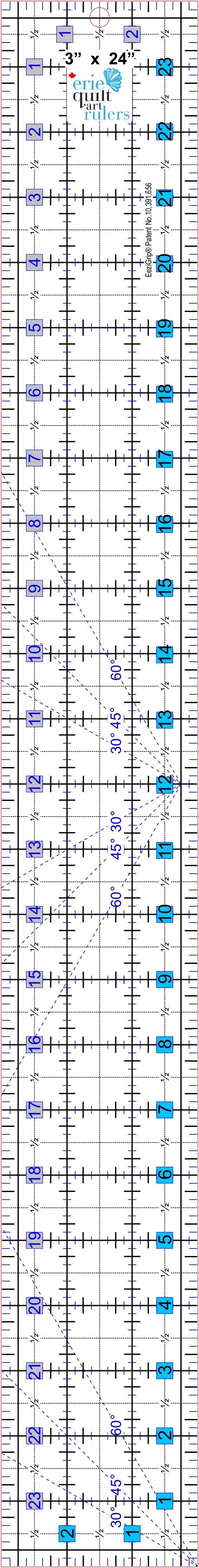 3" x 24" Non-Slip Quilting Ruler