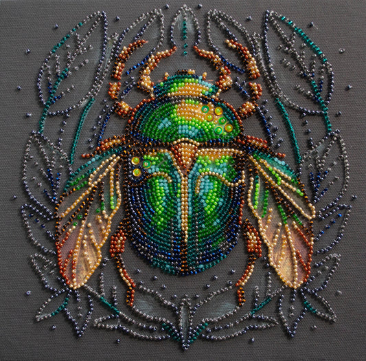 Emerald Beetle Beaded Embroidery Kit - Abris Art
