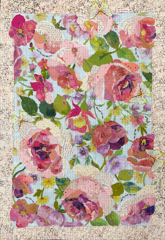 Color Me Peony Collage Pattern