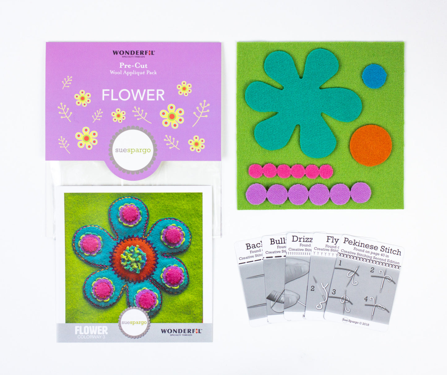 Sue Spargo Pre-Cut Wool Kit - Flower