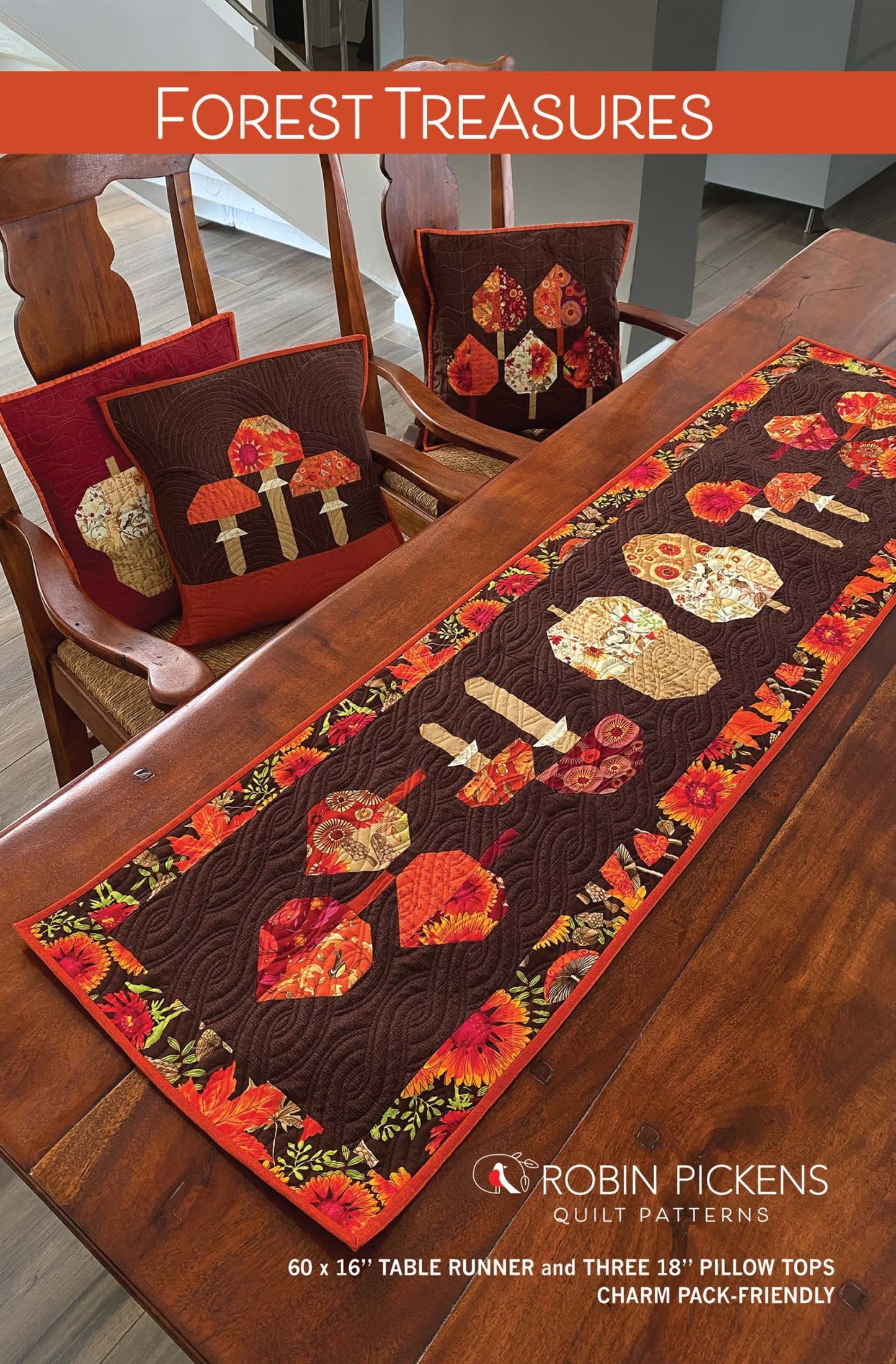 Forest Treasures Runner & Pillows Pattern - Robin Pickens