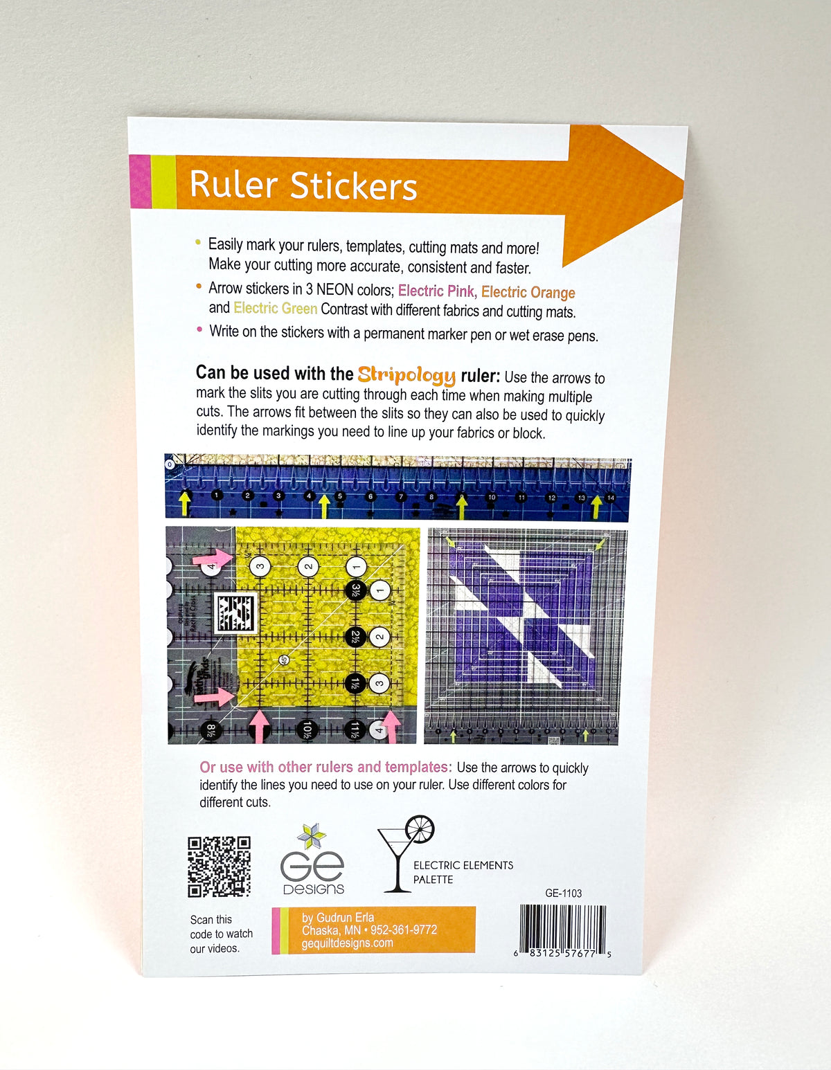 Newwark Element Ruler GEasy Ruler Stickers – Electric Elements Palette – Erie Quilt Art