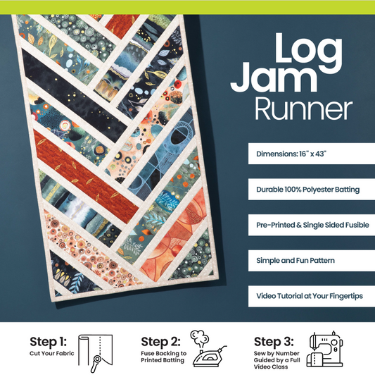 PRE-ORDER: Log Jam Runner - Quilt-As-You-Go Batting Kit