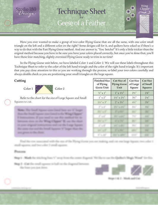 Geese Of A Feather Technique Sheet - Studio 180 Design