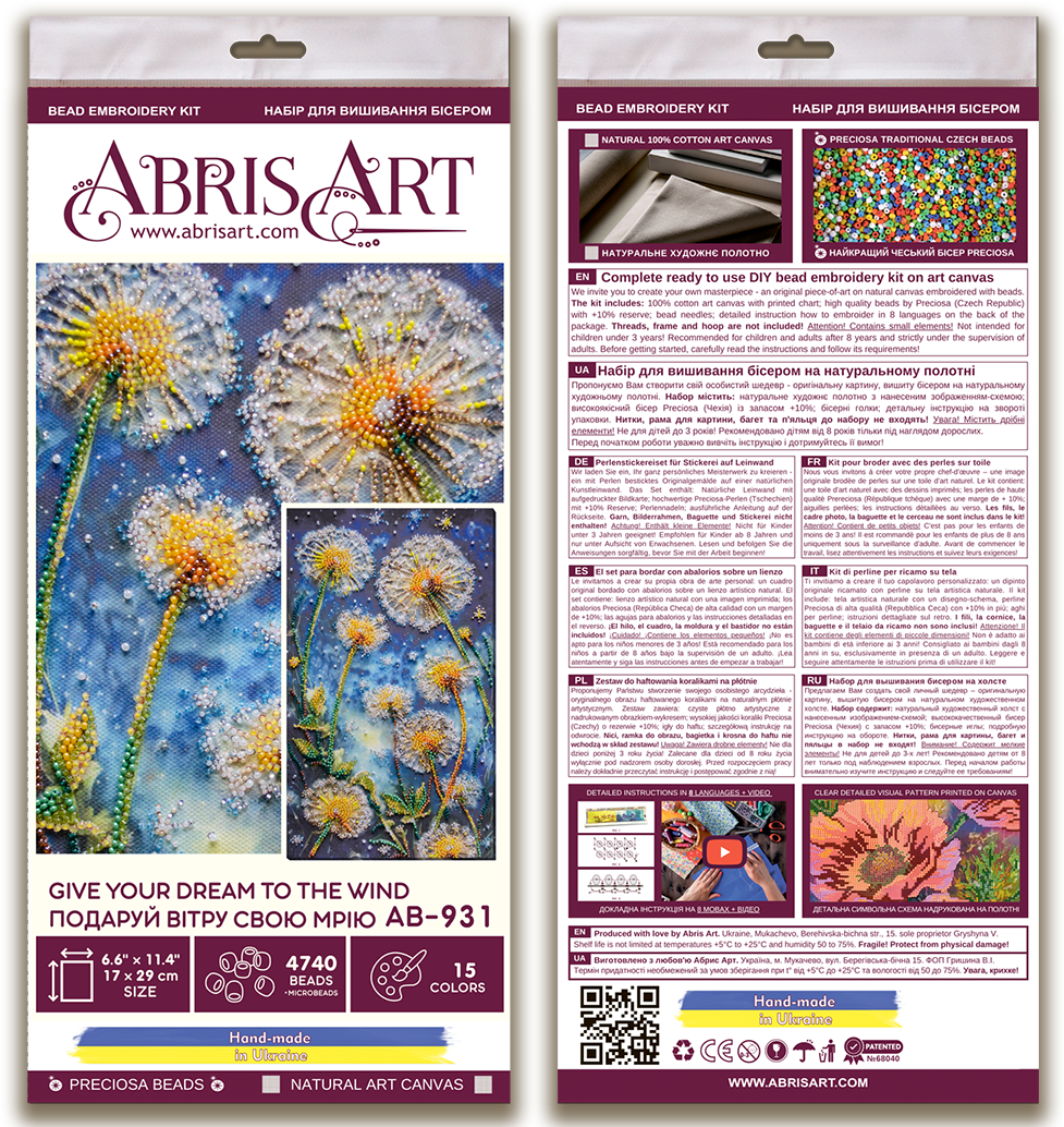Give Your Dream to the Wind Beaded Embroidery Kit - Abris Art