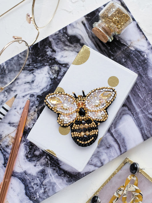 Golden Bee Beaded Embroidery Kit - Abris Art