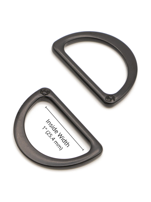 1" D-Ring - Black Metal - Set of Two