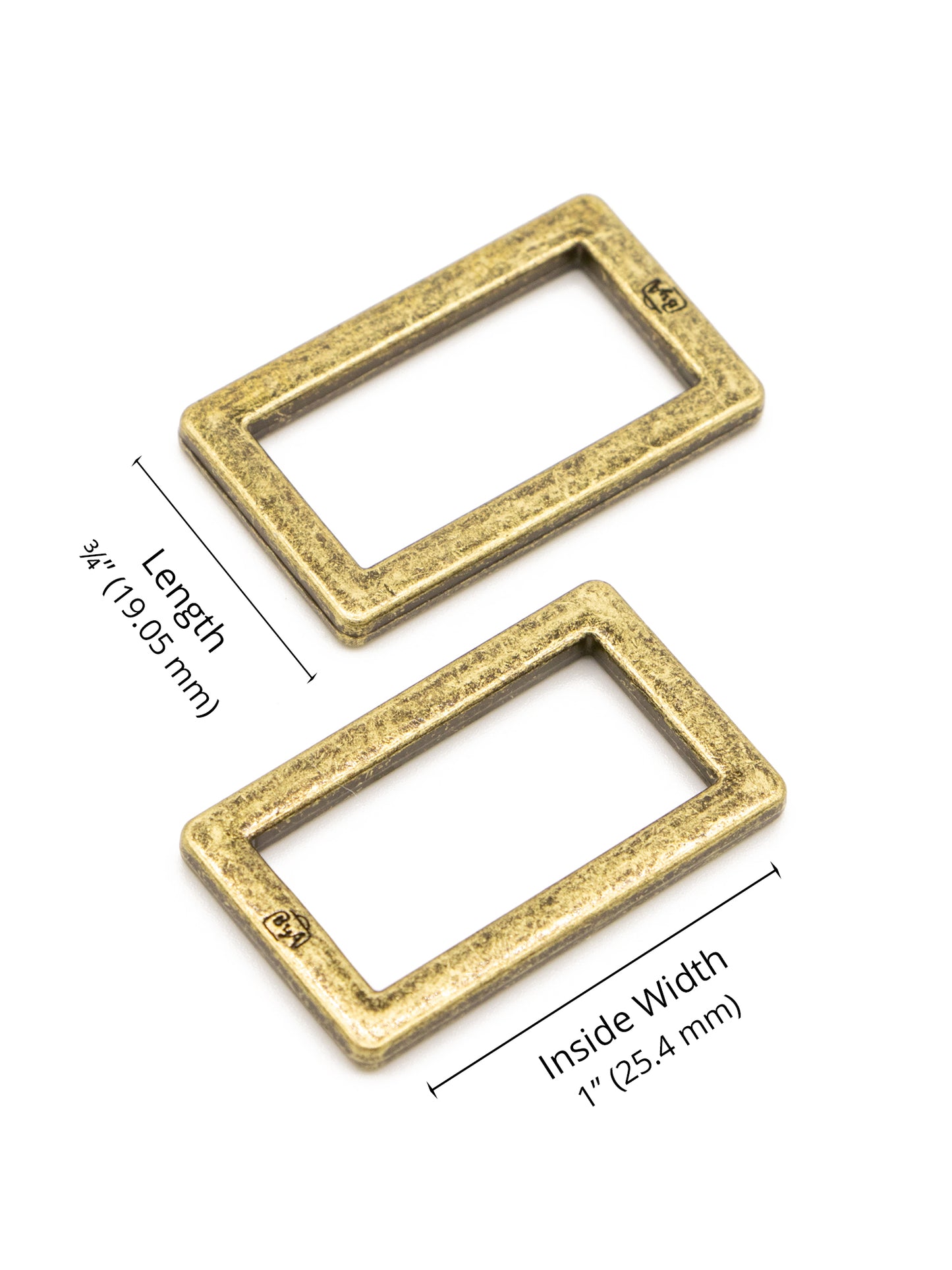 1" Rectangle Ring - Antique Brass - Set of Two