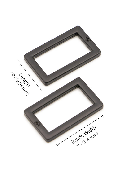 1" Rectangle Ring - Black Metal - Set of Two