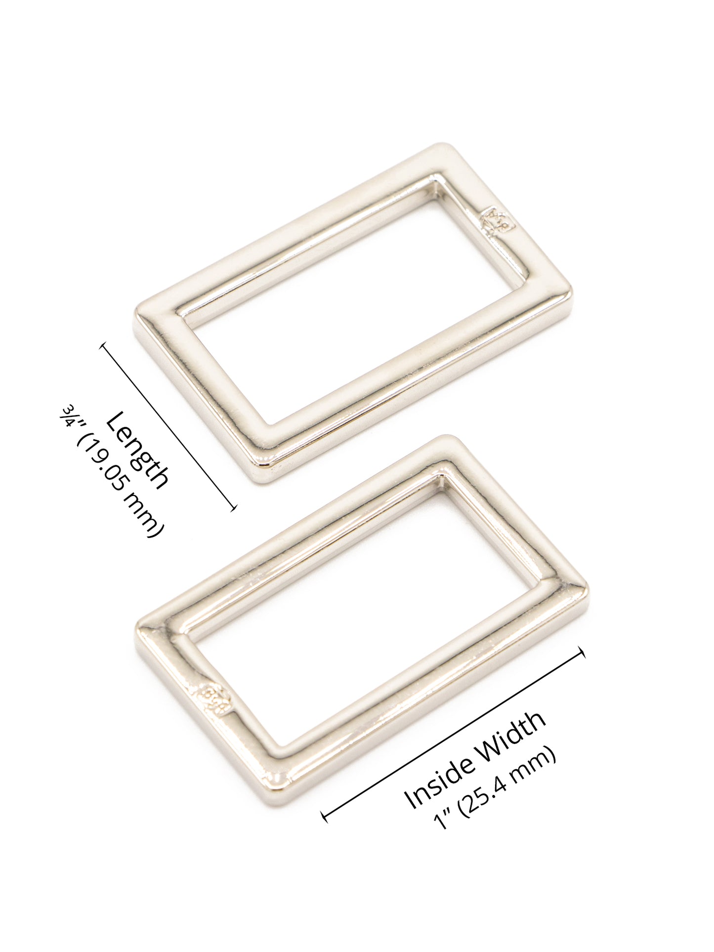 1" Rectangle Ring - Nickel - Set of Two