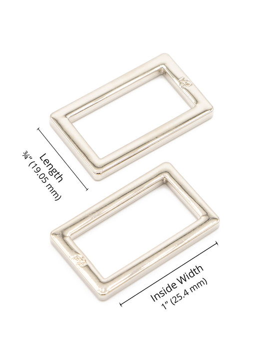 1" Rectangle Ring - Nickel - Set of Two