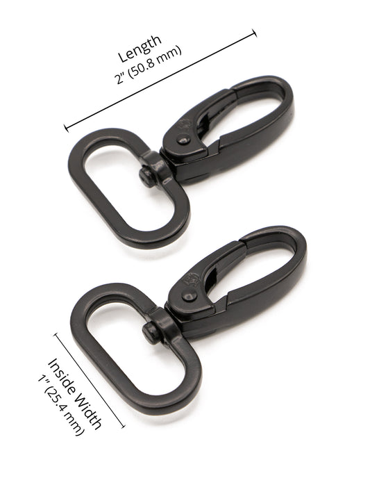 1" Swivel Hook - Black Metal - Set of Two