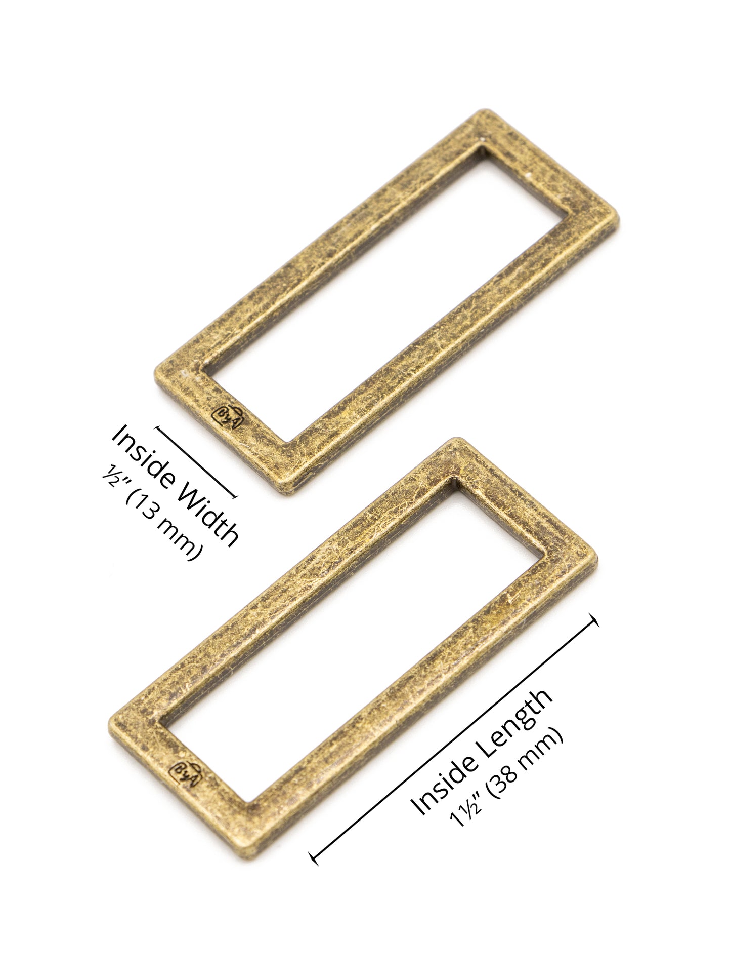 1.5" Rectangular Rings - Antique Brass - Set of Two