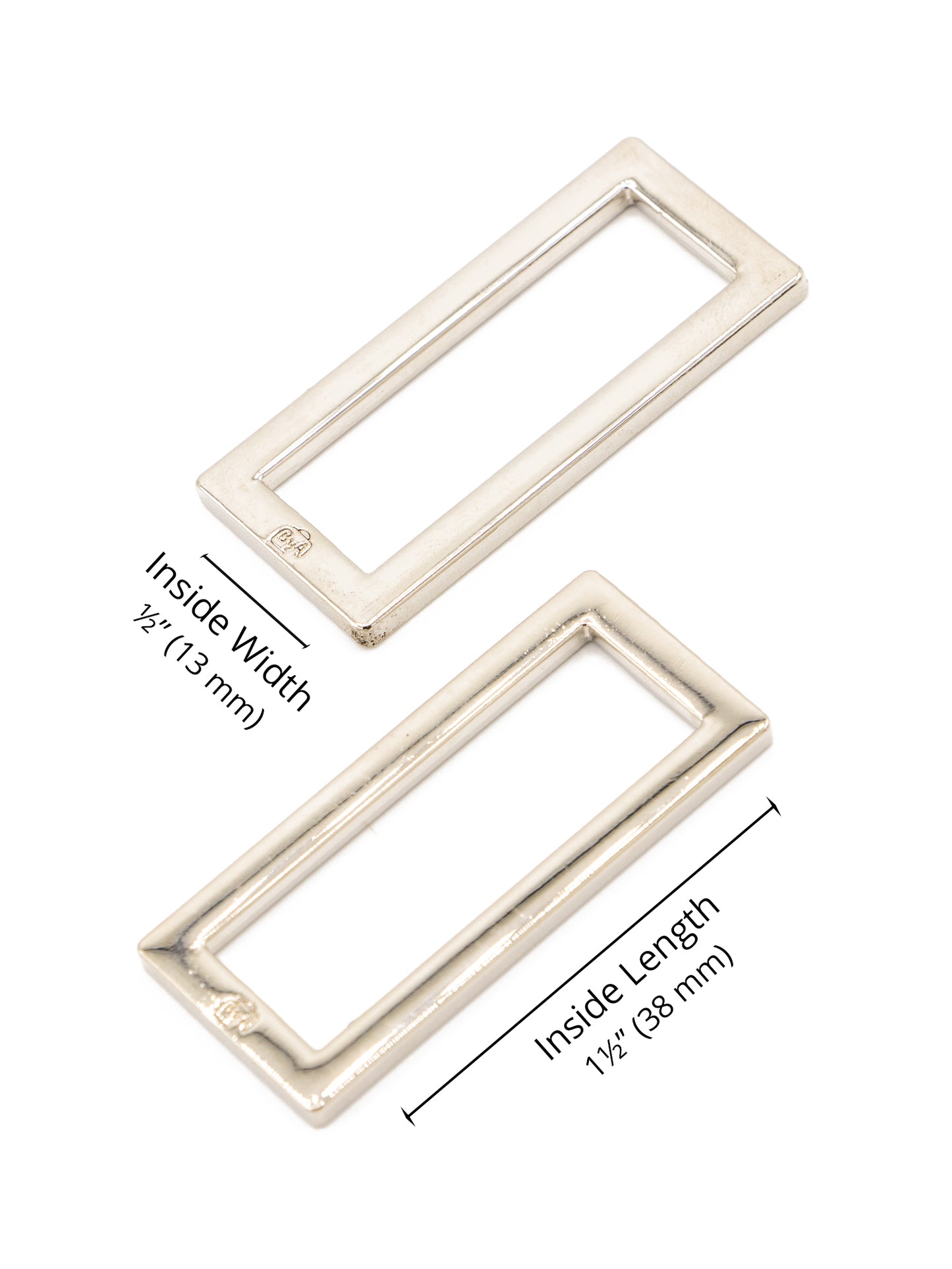 1.5" Rectangle Ring - Nickel - Set of Two