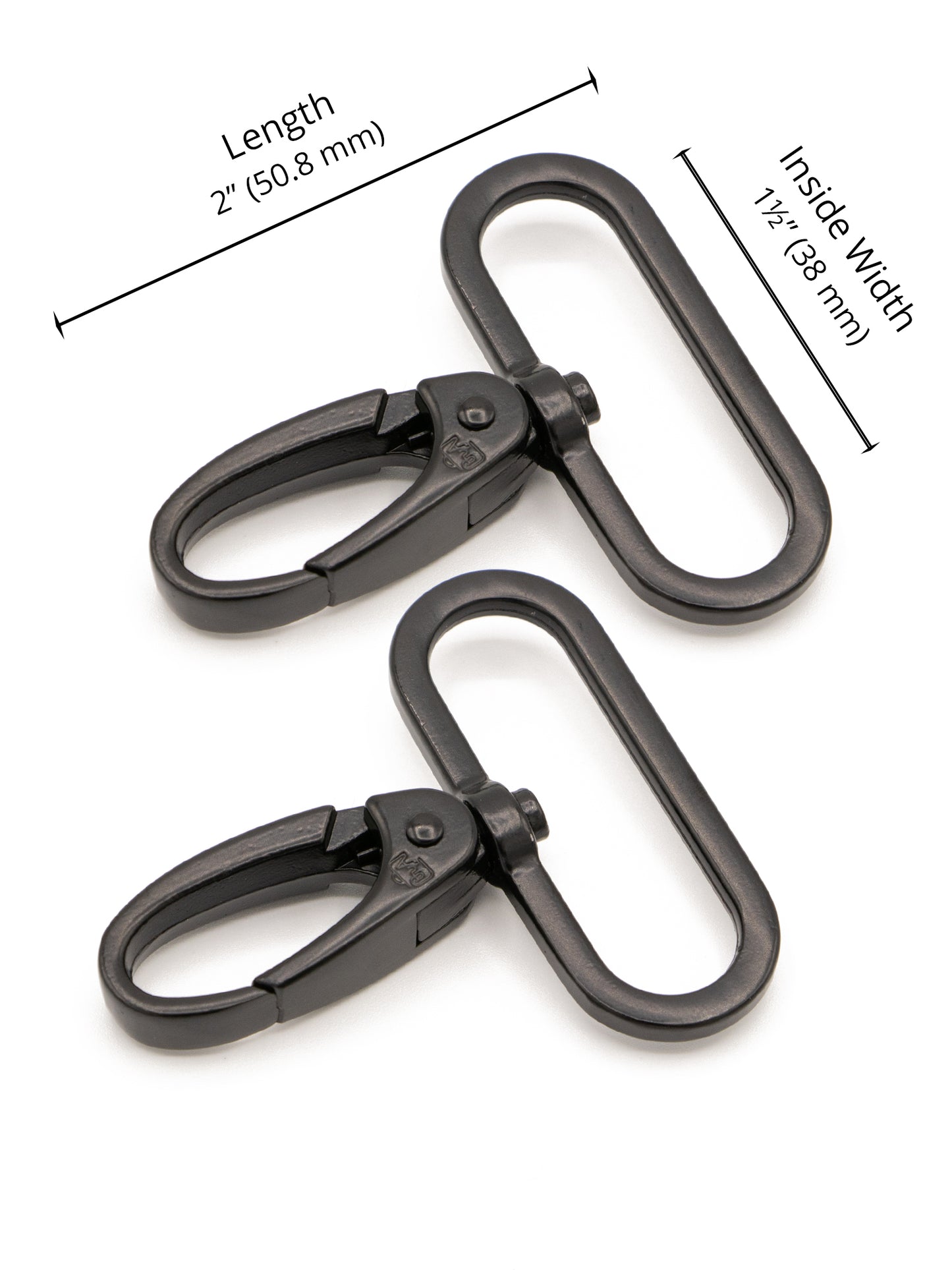 1.5" Swivel Hook - Black Metal - Set of Two
