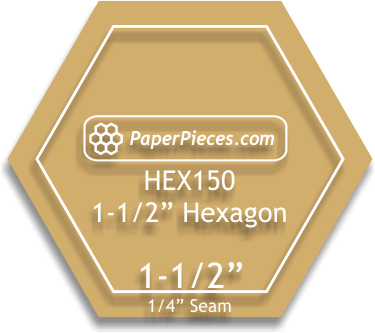 Hexagon 1 1/2" Acrylic Template 1/4" Seam