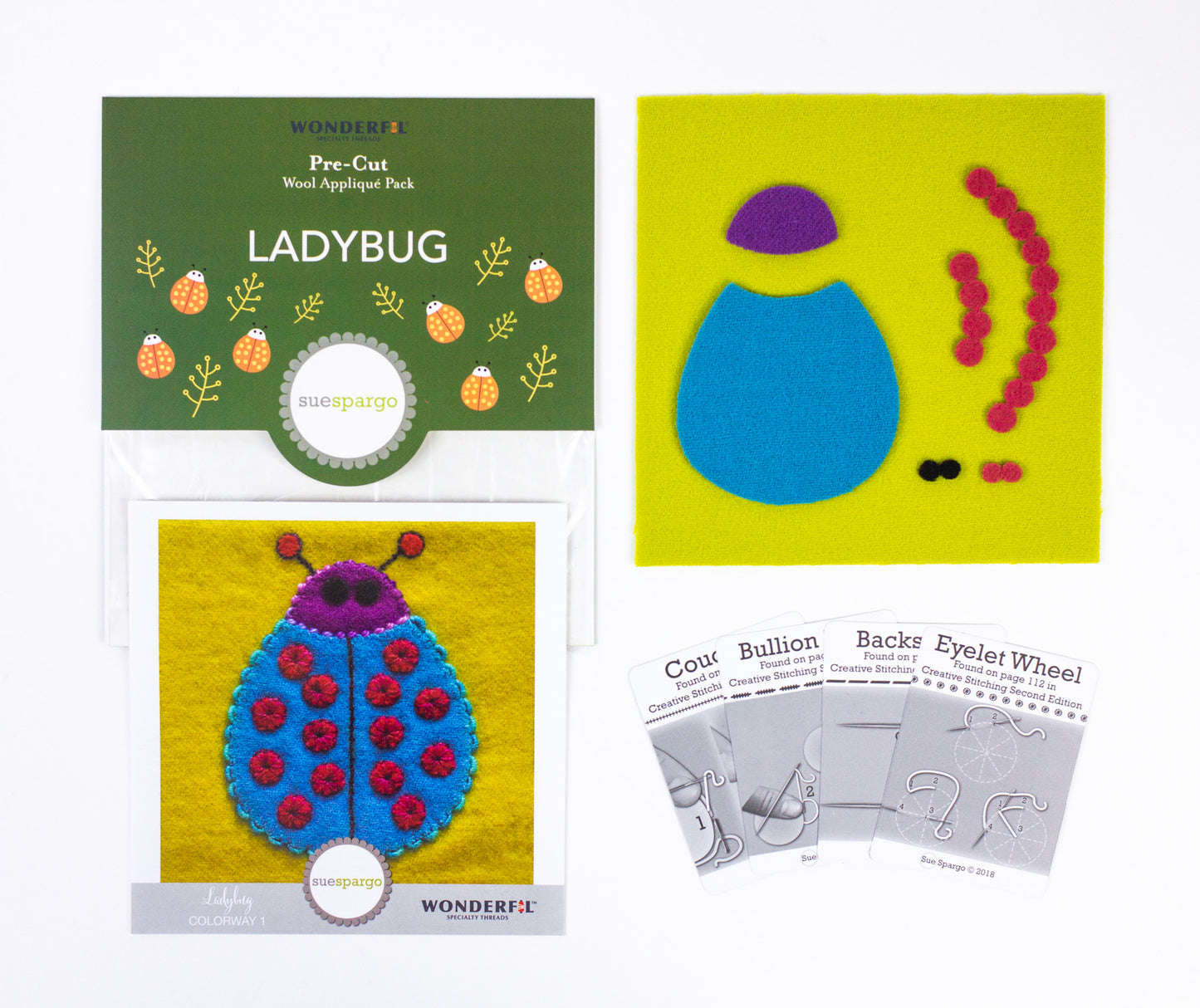 Sue Spargo Pre-Cut Wool Kit - Ladybug